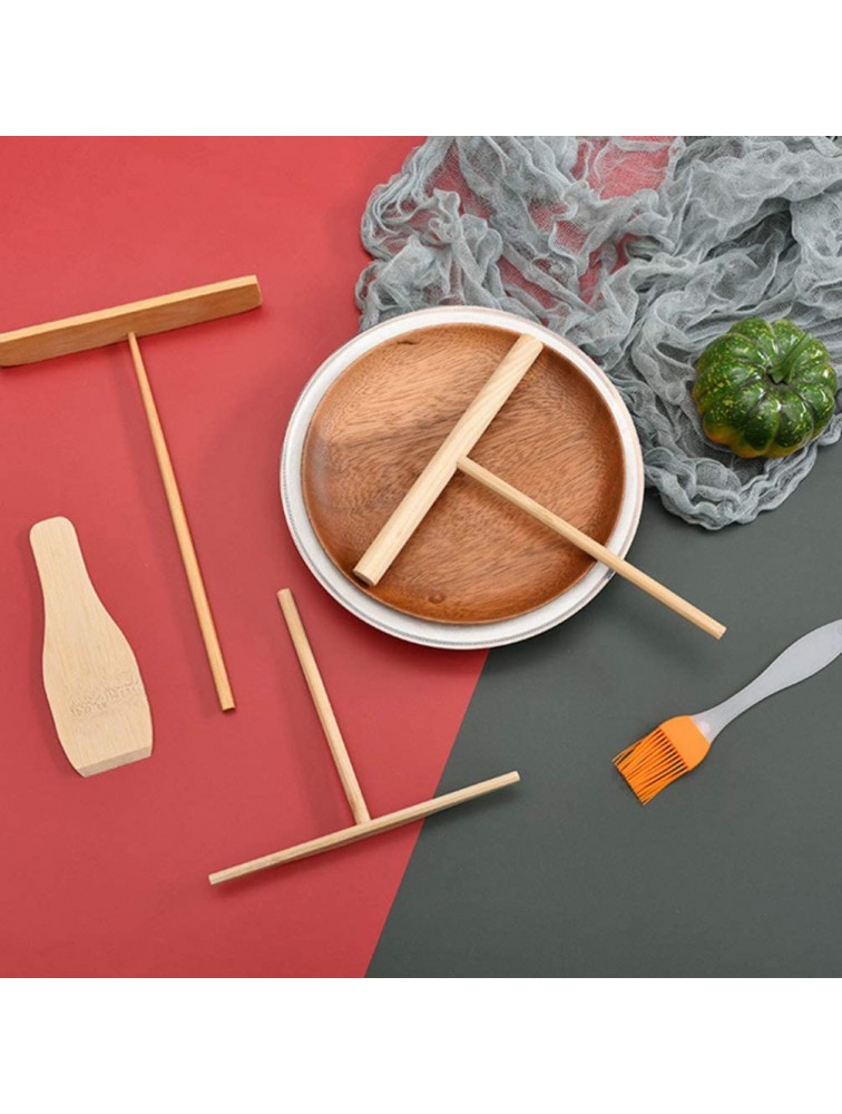 YARNOW 5pcs Crepe Spreader Set Crepe Maker Tools Bamboo Pancake Pie Spreader Rake Spatula Brush Kitchen Making Crepe Accessories - BS80IGFHR