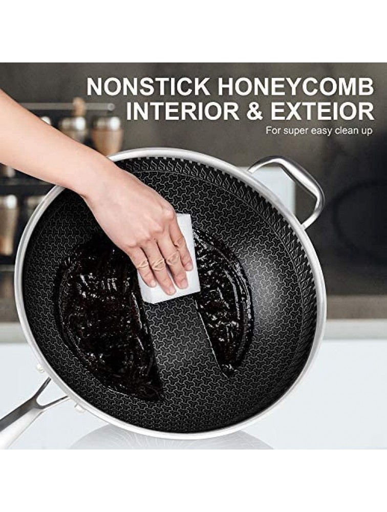 YQWY Three-Layer Steel Shaped Wok Honeycomb Wok Non-Stick pan Without Oily Smoke Wok Gas Induction Cooker general-A-34cm - BEQ6DLPF8