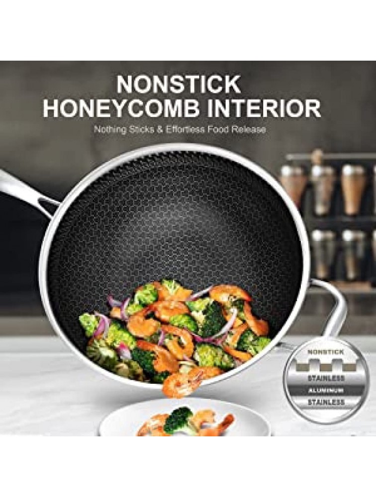 YQWY Three-Layer Steel Shaped Wok Honeycomb Wok Non-Stick pan Without Oily Smoke Wok Gas Induction Cooker general-A-34cm - BEQ6DLPF8