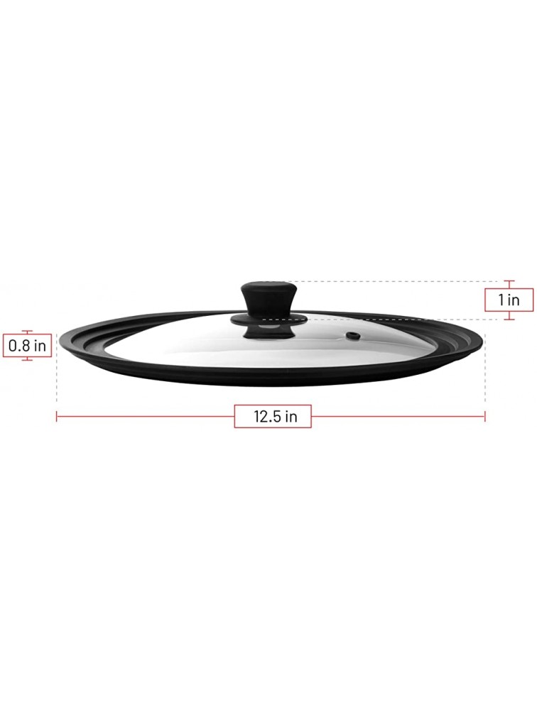 Bezrat Universal Round Lid for Pans Pots and Skillets Vented Tempered Glass Graduated Rim Fits 11 12 12.5 inch Cookware – Heat Resistant Knob – Food Safe Microwave Safe – Dishwasher Safe - B1GXZRIE4