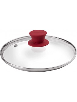 Glass Lid with Steam Vent Hole 8"-Inch 20.32cm Compatible with Lodge Cast Iron Skillet Pan Fully Assembled Universal Replacement Cover Tempered and Oven Safe Reinforced Stainless Steel Rim - B4WKPPCJM