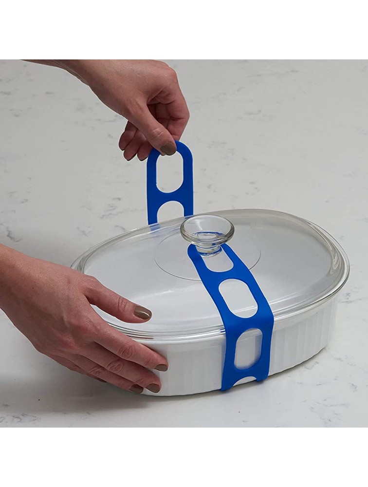 Lid Latch the reusable universal lid securing strap for crockpots casserole dishes pots pans and more. Make it easy to transport your favorite dishes with one simple strap. - BZRE2ZN0W