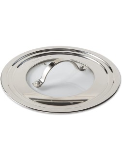 RSVP International Endurance Universal Lid with Glass Insert Stainless Steel Fits 5.5" 9" | Secure Tempered Glass | Fits Frying Sauté Sauce Stock Pots & Pans | Dishwasher & Oven Safe - BMWD8HEUN