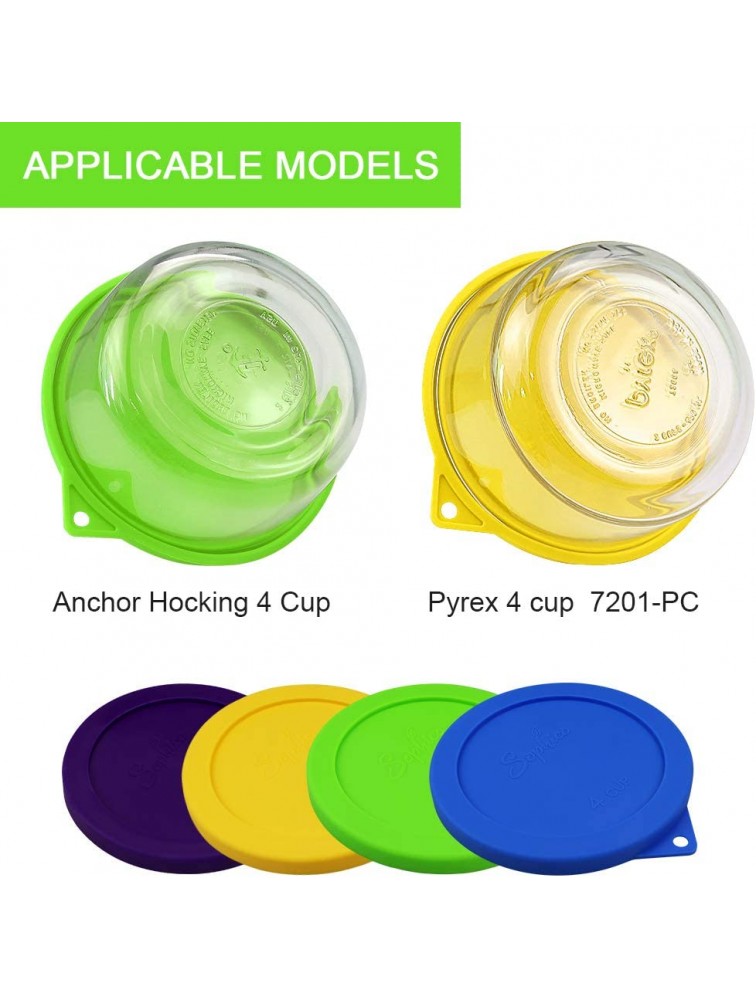 Sophico 4 Cup Round Silicone Storage Cover Lids Replacement for Anchor Hocking and Pyrex 7201-PC Glass Bowls Container not Included Yellow-Green - BWI9GHZ8K