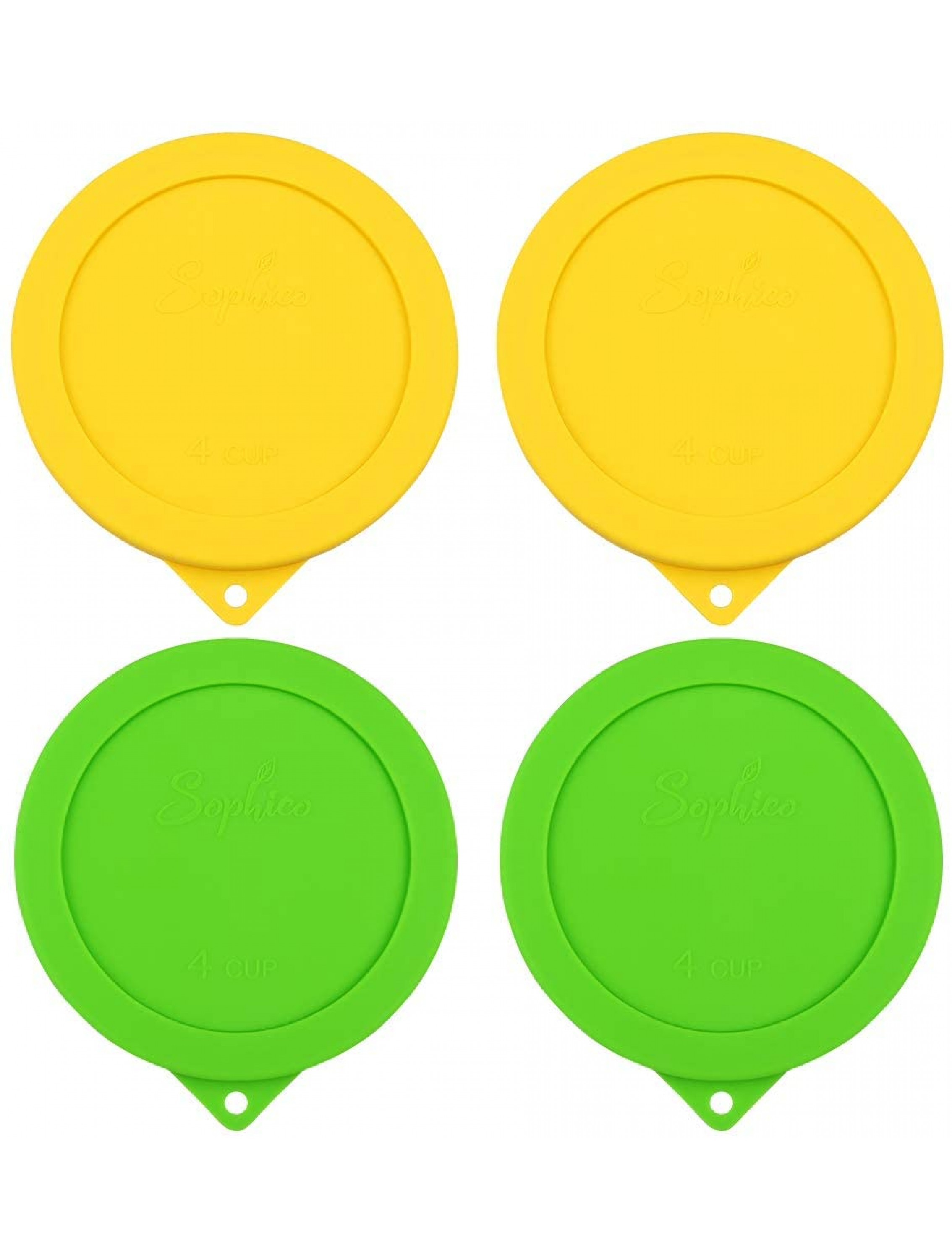 Sophico 4 Cup Round Silicone Storage Cover Lids Replacement for Anchor Hocking and Pyrex 7201-PC Glass Bowls Container not Included Yellow-Green - BWI9GHZ8K