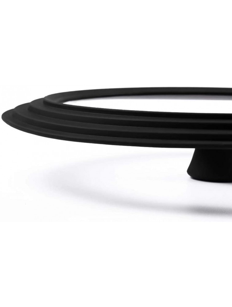 Universal Lid for Pots,Pans and Skillets Tempered Glass with Heat Resistant Silicone Rim Fits 10.5 11 and 12 Diameter Cookware ,Black - BRZ59TZEP