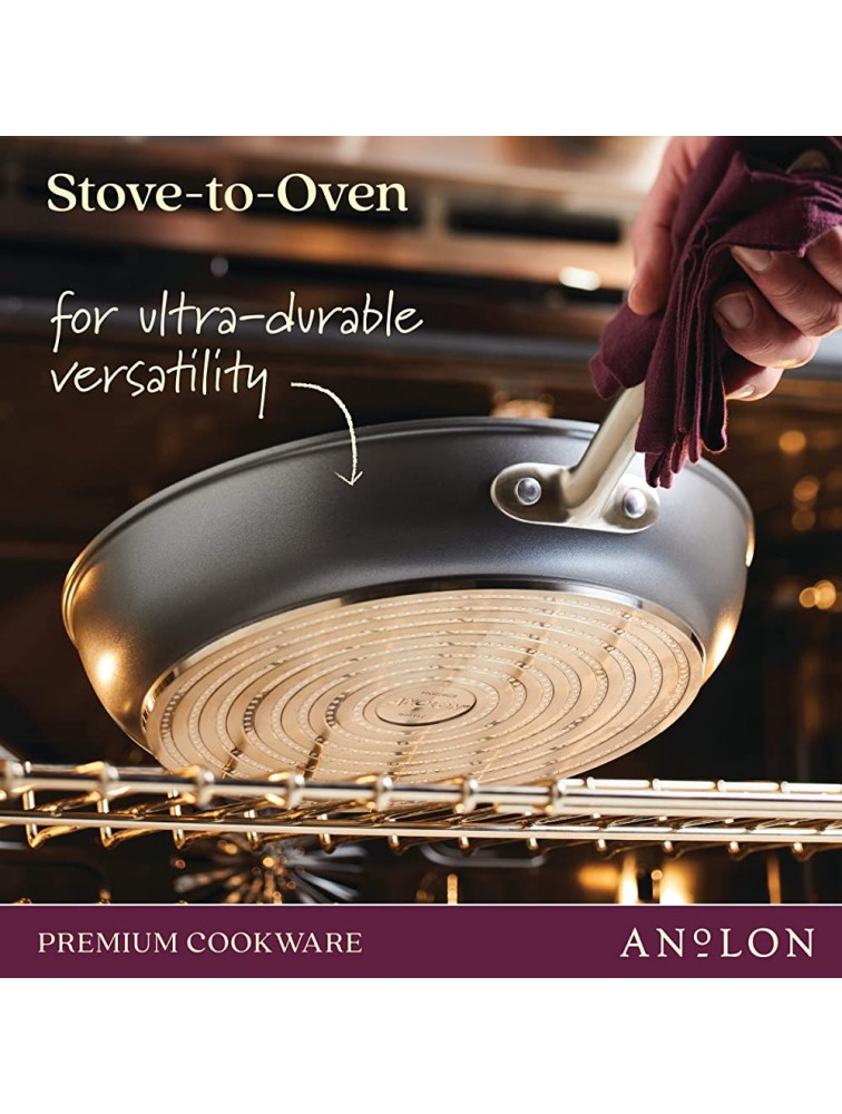 Anolon Accolade Forged Hard Anodized Nonstick Deep Frying Pan Skillet with Helper Handle and Lid 12 Inch Moonstone Gray - B62ZK7OBE
