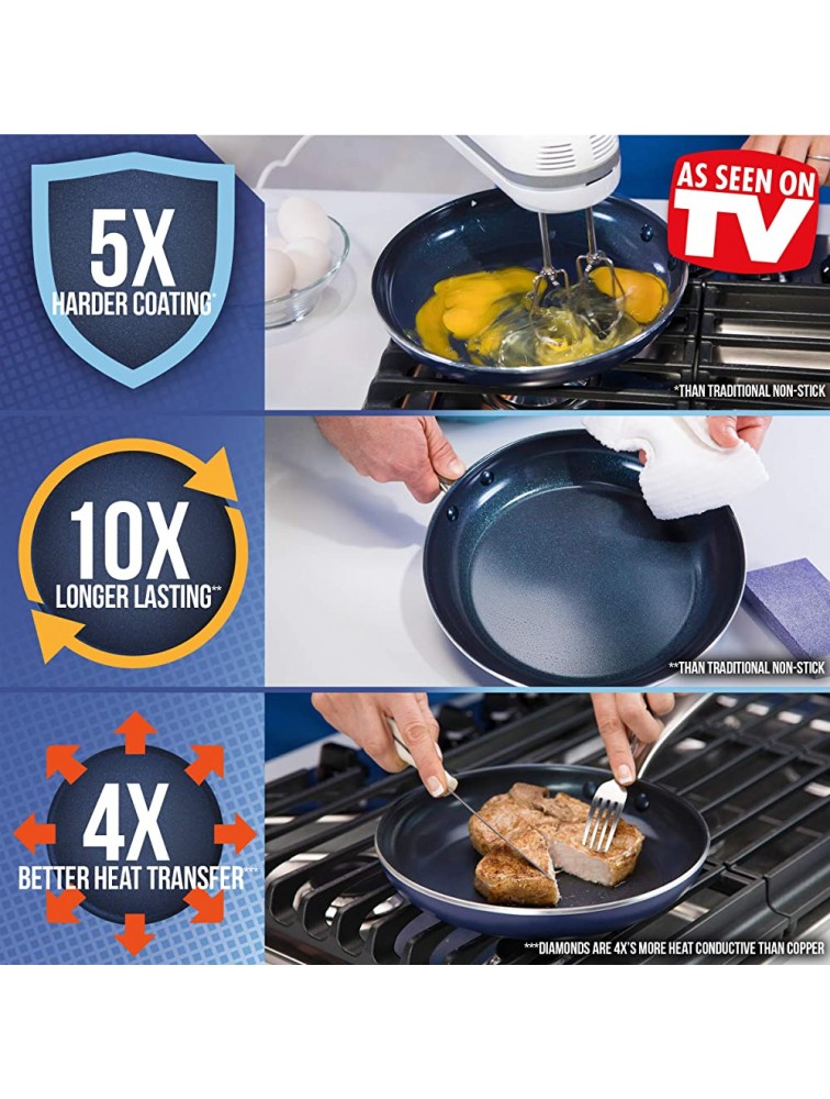 Blue Diamond Cookware Diamond Infused Ceramic Nonstick 10 Frying Pan Skillet PFAS-Free Dishwasher Safe Oven Safe Red - BRIYVYC5Y