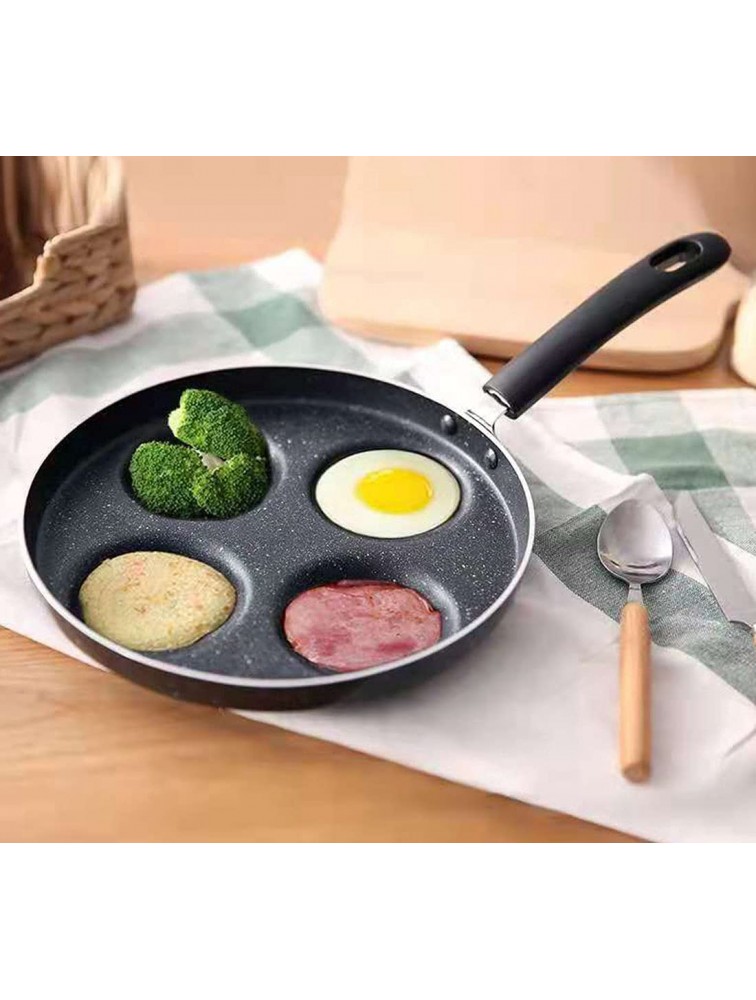 Egg Pan 4 Cups Mini Frying Egg Pans Nonstick Skillet Omelet Pan Suitable For Gas Stove & Induction Cooker Aluminium Alloy Cooker For Breakfast Dishwasher Safe Black - BFCKDEI3H