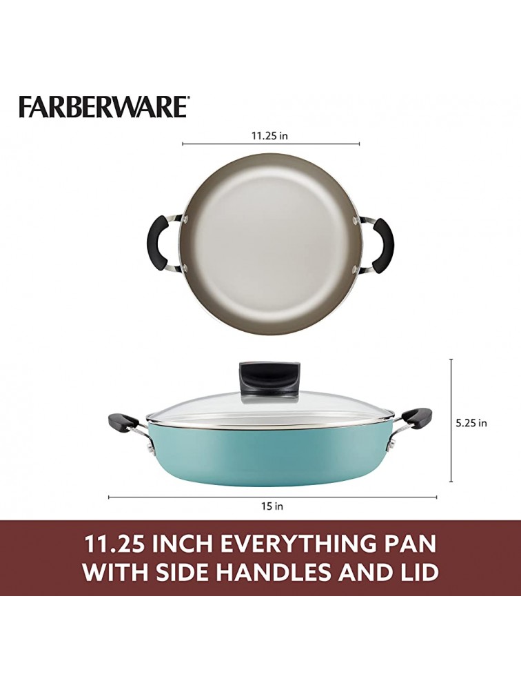 Farberware Smart Control Nonstick Frying Skillet Everything Pan with Lid and Side Handles 11.25 Inch Aqua - BCNUSXHVY