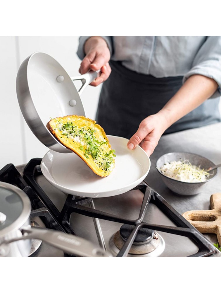GreenPan Venice Pro Tri-Ply Stainless Steel Healthy Ceramic Nonstick 12 Frying Pan Skillet PFAS-Free Multi Clad Induction Dishwasher Safe Oven Safe Silver - B18ENL09J