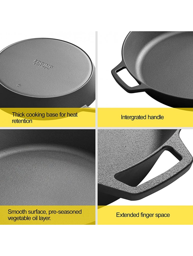 Large 17 Inch Cast Iron Skillet Pre-seasoned Dual Handle Cast Iron Bread Baking Pizza Pan Outdoor Camping Skillet Seasoned Frying Pan，Use for Grill Stovetop Induction Oven Safe Cookware - BKU4AU0KU