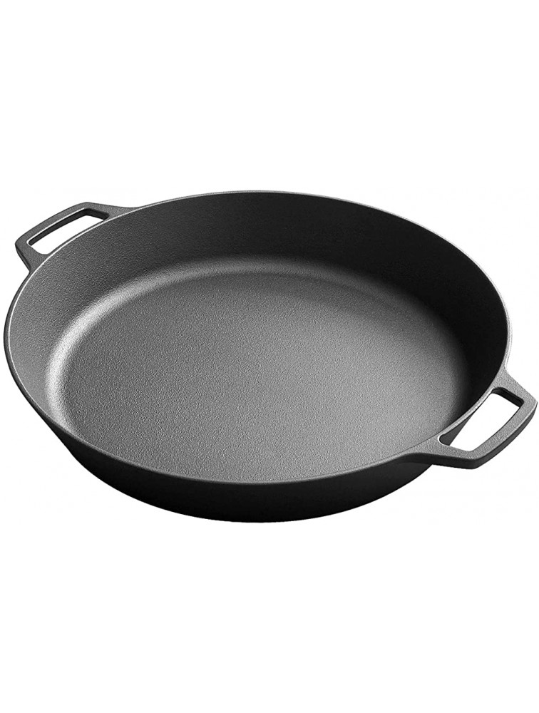 Large 17 Inch Cast Iron Skillet Pre-seasoned Dual Handle Cast Iron Bread Baking Pizza Pan Outdoor Camping Skillet Seasoned Frying Pan，Use for Grill Stovetop Induction Oven Safe Cookware - BKU4AU0KU