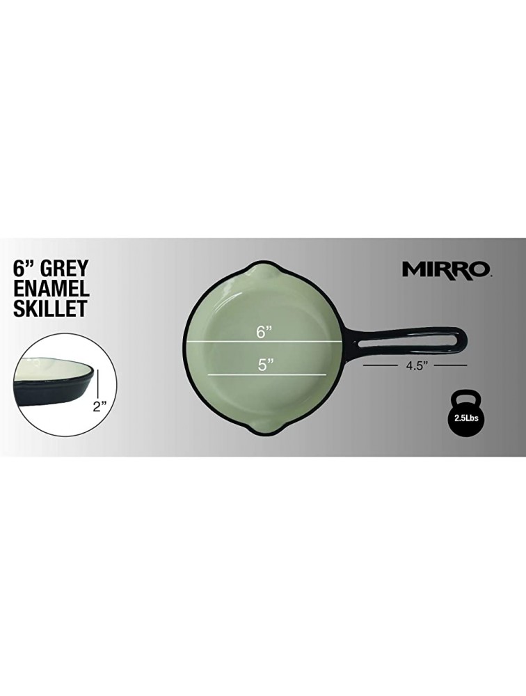 Mirro MIR-19056 6 Mini Cast Iron White Enamel Coated Interior Skillet Grey Ready to Use - BVKW4Y4I2