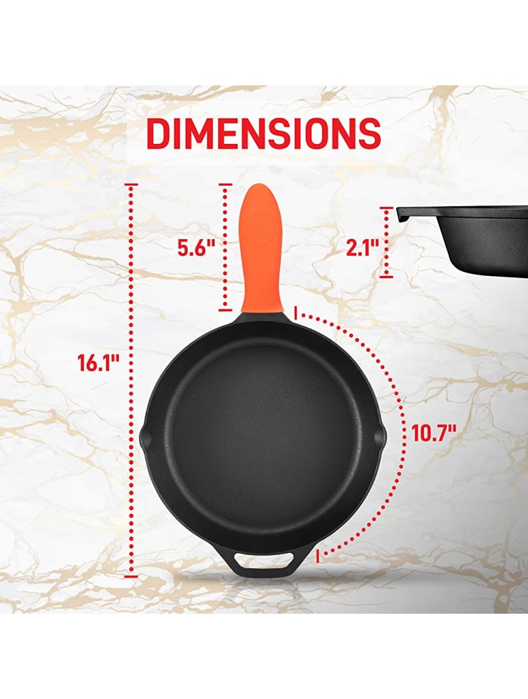NutriChef NCCI10 NutriChef Pre-Seasoned Cast Iron Fry Pan with Glass Lid & Silicone Handle 10 inch Black - B6IC6254L