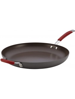 Rachael Ray 87631-T Cucina Hard Anodized Nonstick Skillet with Helper Handle 14 Inch Frying Pan Gray Red - B3N6NULBT