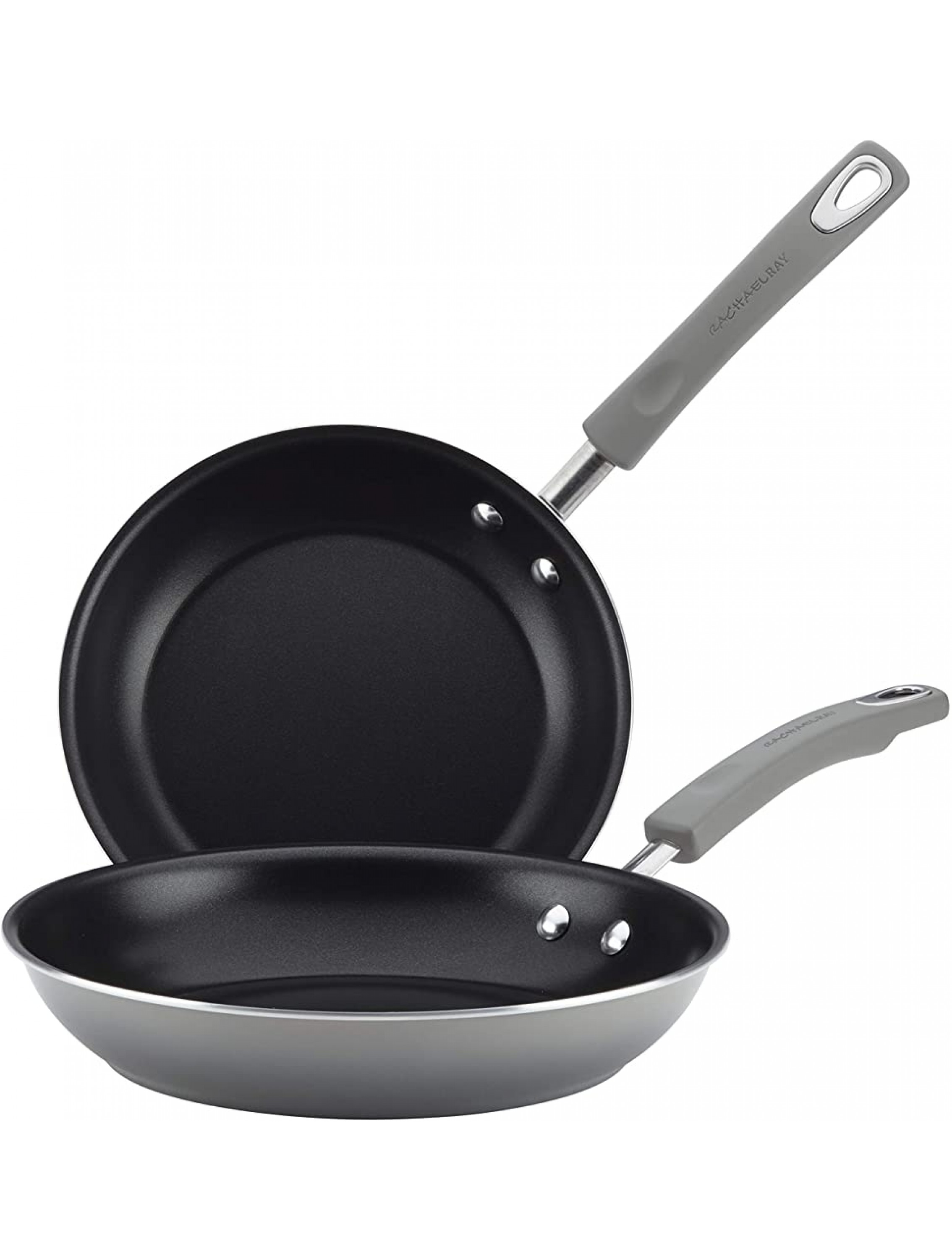 Rachael Ray Brights Nonstick Frying Pan Set Fry Pan Set Skillet Set 9.25 Inch and 11 Inch Gray - BSKABQ5MK