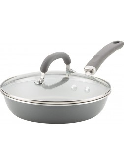 Rachael Ray Create Delicious Deep Nonstick Frying Pan Fry Pan Skillet with Lid 9.5 Inch Gray - BA9S6IXSQ