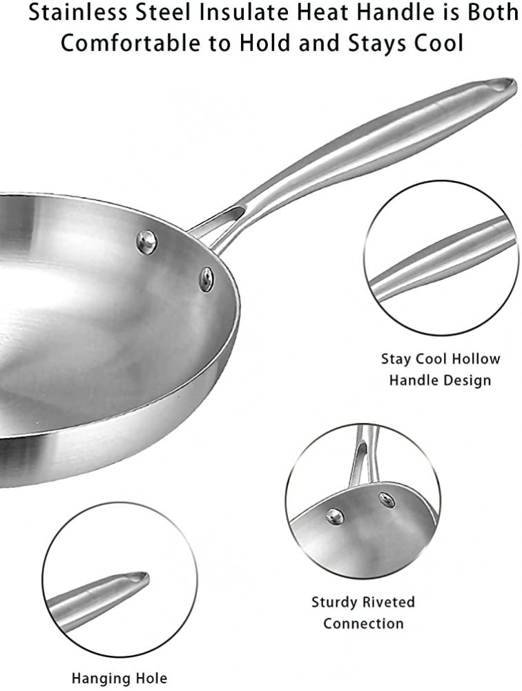 Skillet Frying Pan Stainless Steel Egg Fry Pans for Cooking with Stay-Cool Handle Cookware for Camping Home Kitchen Restaurant 9.5 - B3ZCKUN1Y