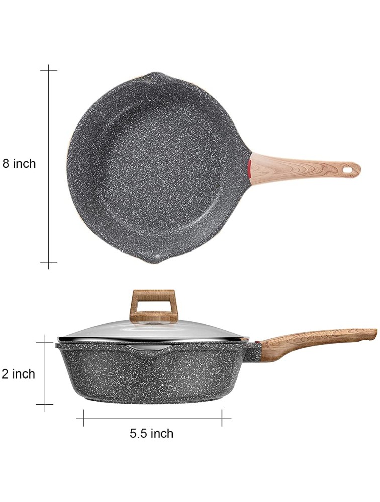Starunder Induction Nonstick Skillet Frying Pan With Lid,Swiss Granite Omelette Pan Scratch-Resistant Safe Cookware Set，PFOA Free8 inch - BM9Z1CW3V