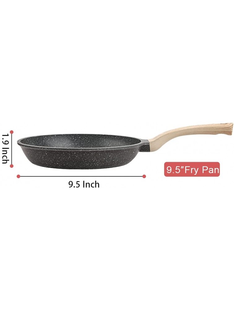 YUZIZ Nonstick Frying Pan Stone Fry Pan Non-Stick Coating Omelet Pan Skillet Cookware PFOA Free All Stove Induction Compatible 9.5inch - B8CNQMLIU