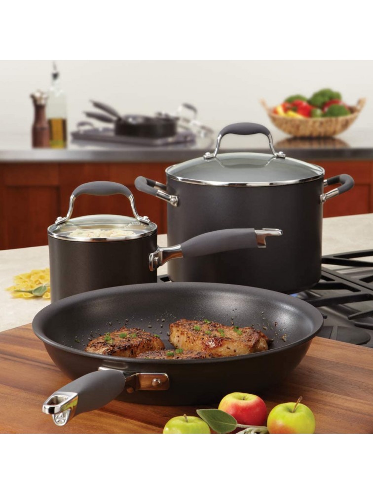 Anolon Advanced Hard Anodized Nonstick Saute Pan Frying Pan Fry Pan with helper handle 4 Quart Gray - B4CJ92WPP