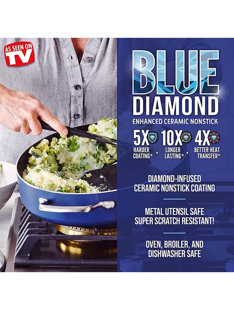 Blue Diamond Cookware Toxin Free Ceramic Metal Utensil Dishwasher Saute Pan with Lid 5QT 3.9 x 12.13 x 22.05 inches PREMIUM - B7JNKVR9O