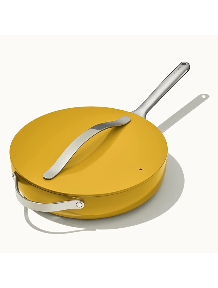 Caraway Nonstick Ceramic Sauté Pan with Lid 4.5 qt 11.8" Non Toxic PTFE & PFOA Free Oven Safe & Compatible with All Stovetops Gas Electric & Induction Marigold - BTI6CYK5I