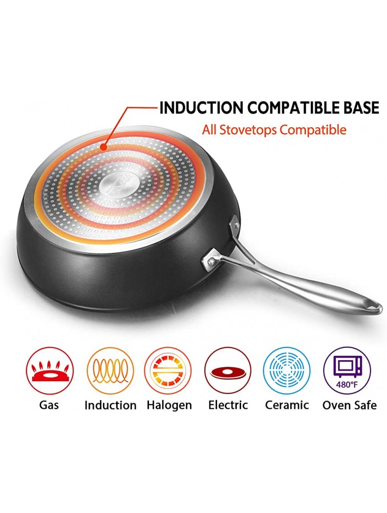 COOKER KING Non stick Deep Frying Pan with Lid 11-inch Saute Pan,Healthy Pans for Cooking Induction Compatible | Stay-cool Handle | Dishwasher Safe | Oven Safe | Non-Toxic PFOA & PFOS free Black - BGN5LOBTB
