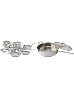 Cuisinart MCP-12N MultiClad Pro Triple Ply 12-Piece Cookware Set Stainless Steel & 733-30H Chef's Classic Stainless 5-1 2-Quart Saute Pan with Helper Handle and Cover Silver - BJ6VSSG2K
