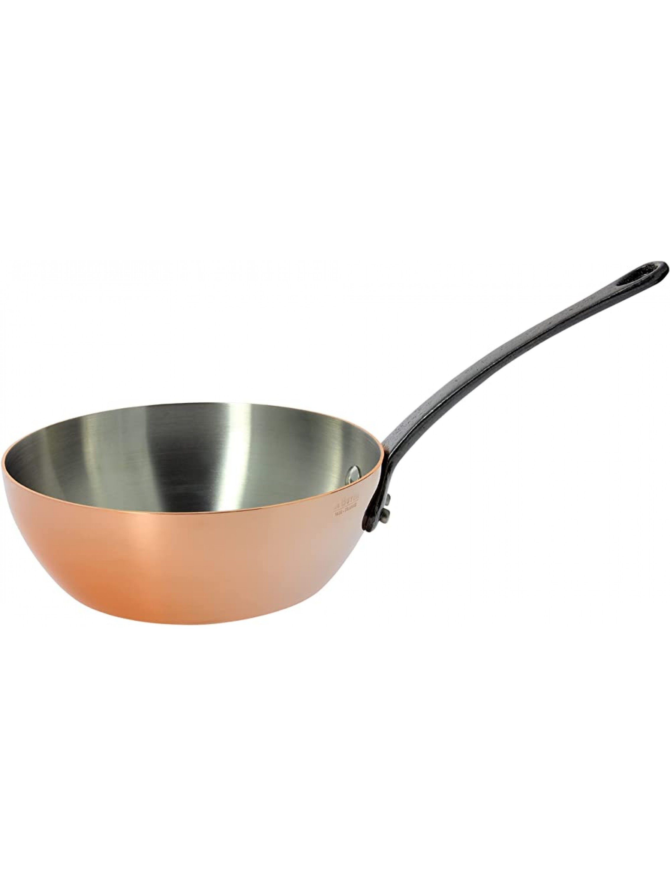 de Buyer Inocuivre Tradition Conical Saute Pan with Cast Iron Handle Copper Cookware with Stainless Steel Lining Oven Safe 6.25 - B9E1NL4R9