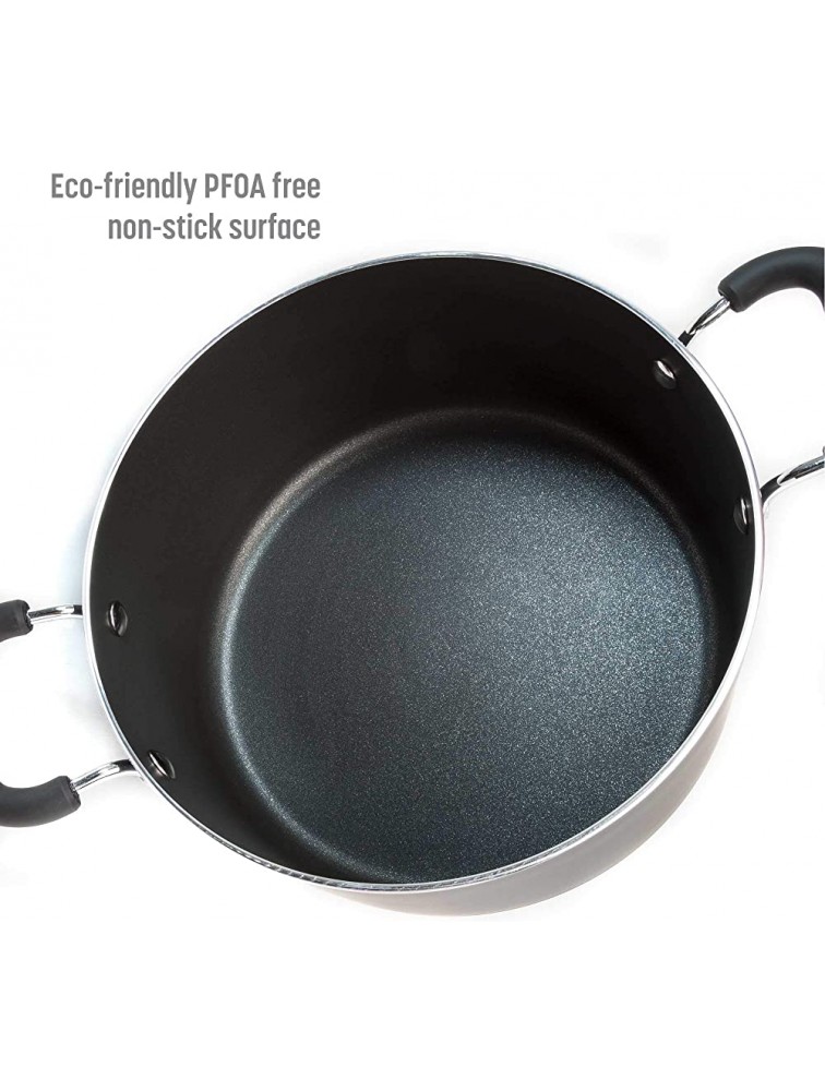 Goodful Aluminum Non-Stick Dutch Oven With Tempered Glass Steam Vented Lid and Nylon Soup Ladle Dishwasher Safe Cookware Made Without PFOA 5.5-Quart Stock Pot Charcoal Gray - B1879VJJB