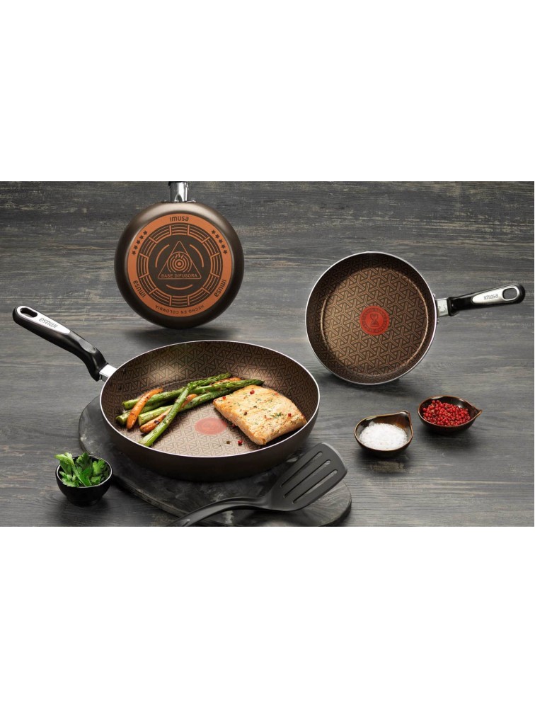IMUSA USA 12'' Talent Master Line Nonstick Fry Pan with Glass lid & Thermal Signal - B2FDZA6ZT