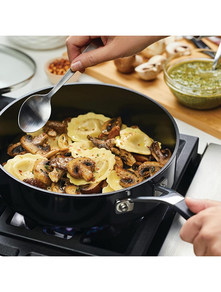 KitchenAid Hard Anodized Nonstick Saute Fry Pan with Lid 3 Quart Onyx Black - BYEACJO5W