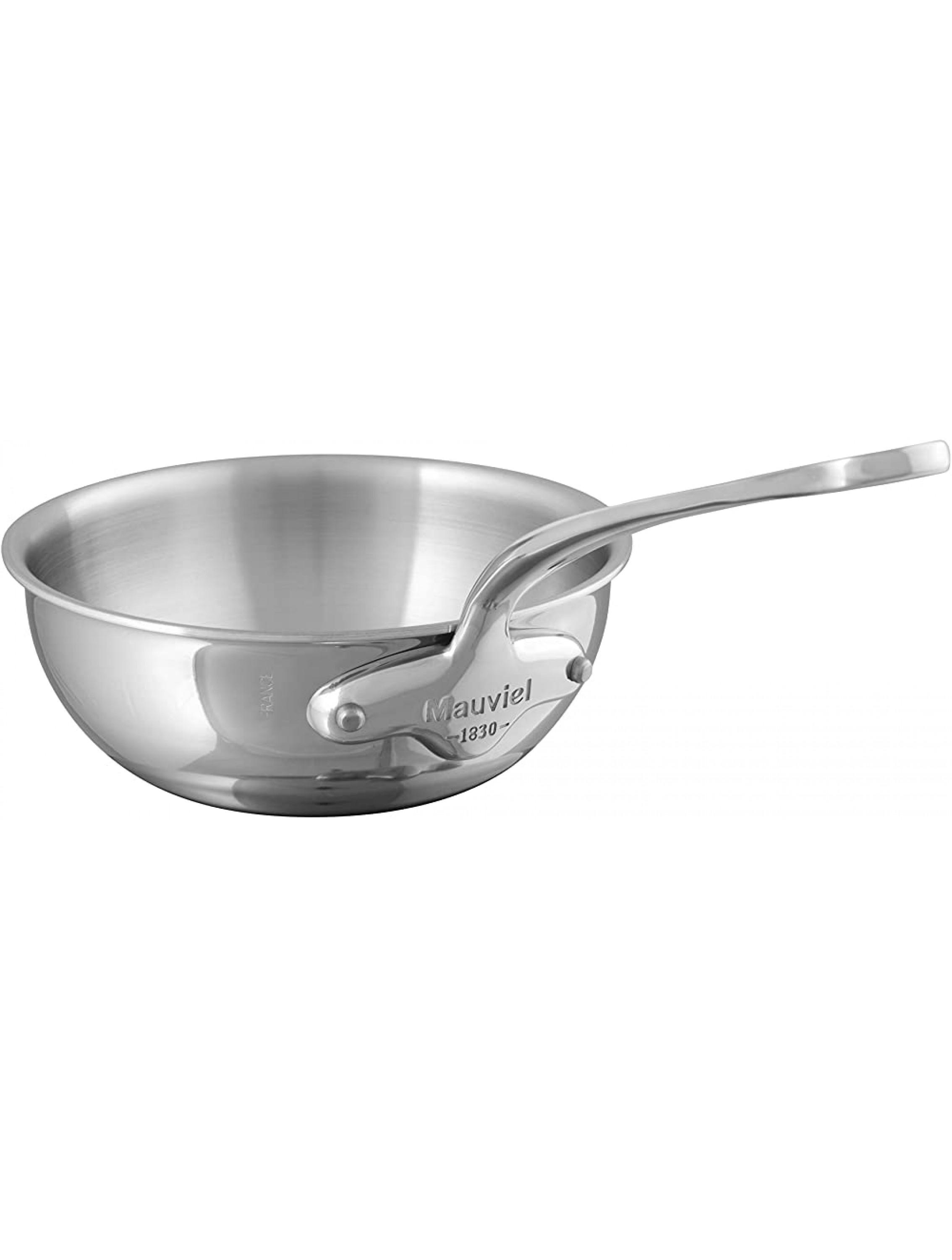 Mauviel M Cook 16CM CAST SS HDL 2.6MM Curved splayed Saute pan 16 Stainless Steel - BQZX17EHD
