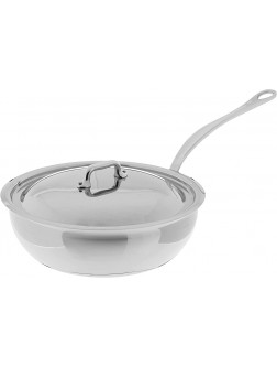Mauviel Made In France M'Cook 5 Ply Stainless Steel 3 Quart Curved Splayed Saute Pan with Lid Cast Stainless Steel Handle - B23OU1J9W