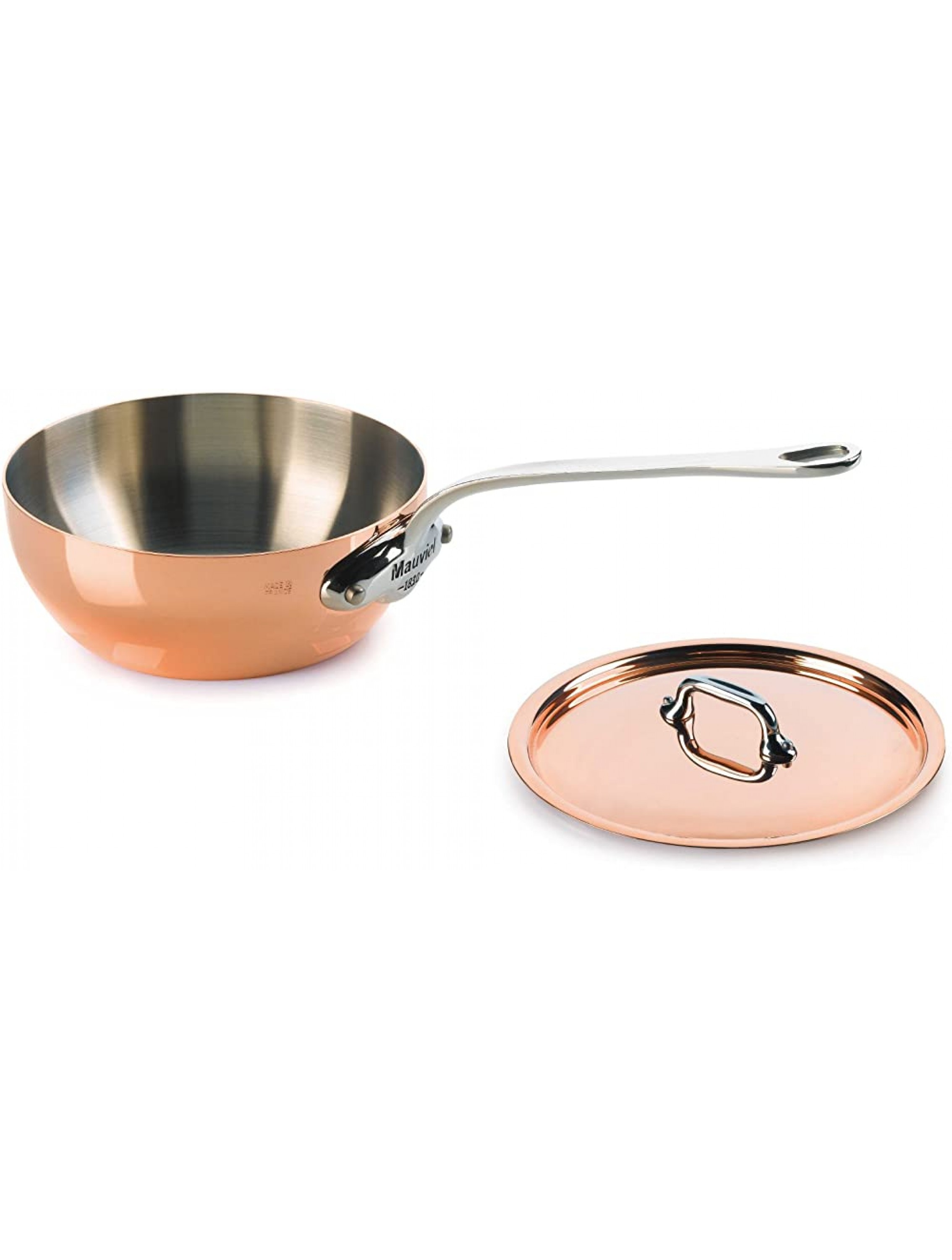 Mauviel Made In France M'Heritage Copper 150s 1.7-Quart Splayed Saute Pan and Lid with Cast Stainless Steel Handle - B950NESH2