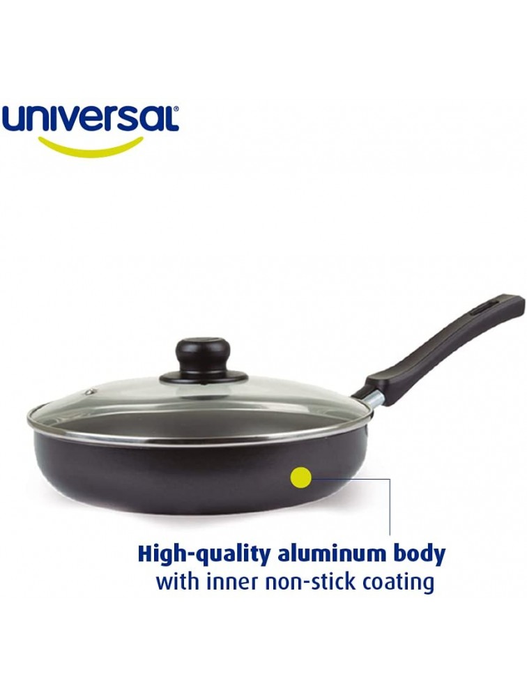 Nonstick aluminum fry pan with glass lid and steam vent 9.4 in diameter - B38VF6J5F
