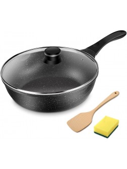 Nonstick Saute Pan Deep Frying Pan with Cover Deep Saute Pan 4.8Qt 11-inch Non-Stick Jumbo Cooker Coating Dishwasher & Oven-Safe - B6PFRM0WZ