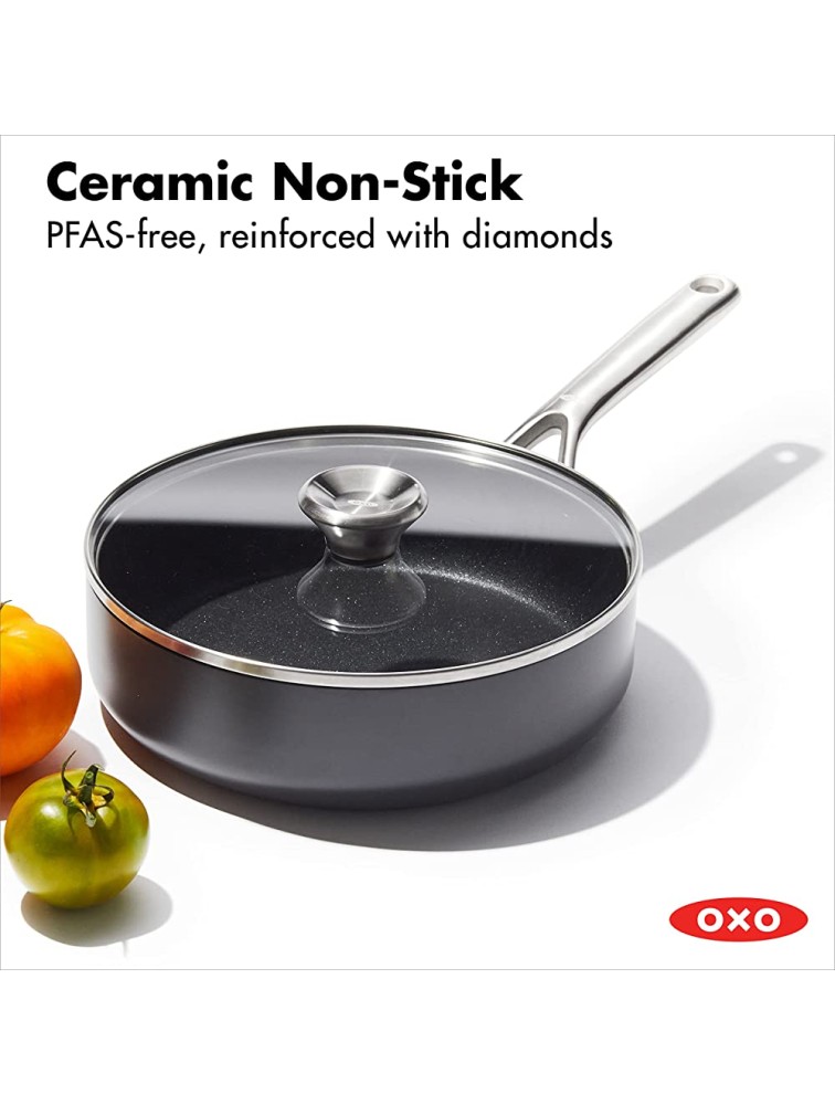 OXO Professional Hard Anodized PFAS-Free Nonstick 3QT Saute Pan Jumbo Cooker with Lid Induction Diamond reinforced Coating Dishwasher Safe Oven Safe Black - B53D0ELAD