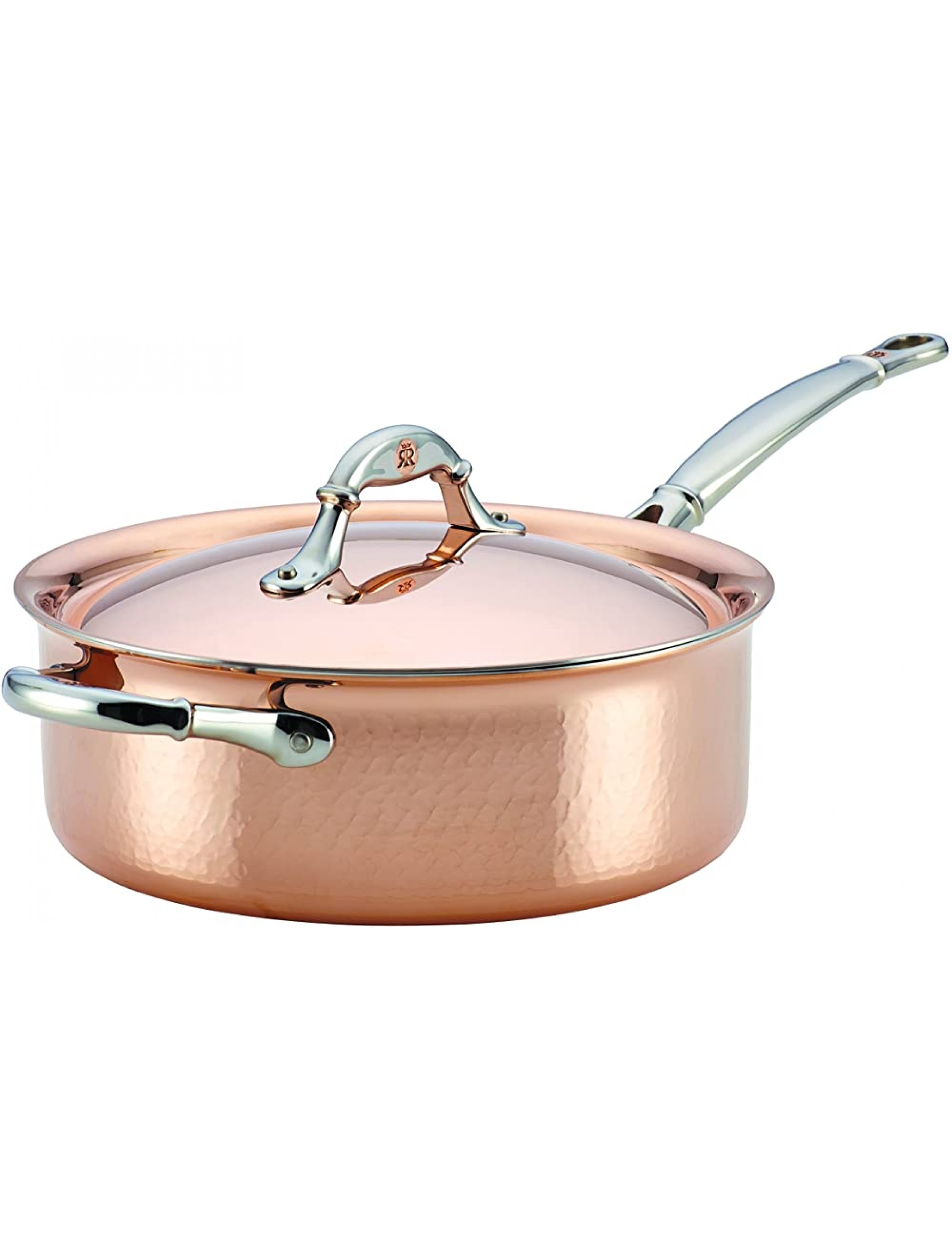 Ruffoni Symphonia Cupra Triply Copper Stainless Steel Saute Pan Frying Pan with helper handle 4 Quart Brown - B9NJ5QD1E