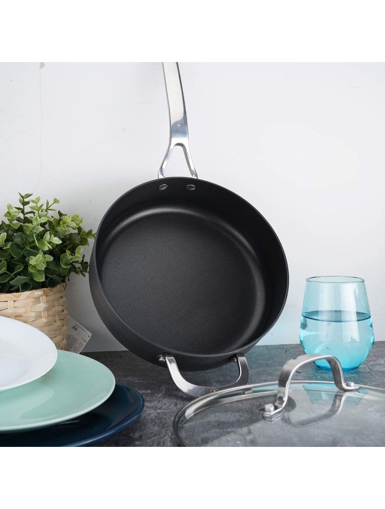 Swiss Diamond Hard Anodized Large Nonstick 4 Quart Sauté Pan with Cover Oven and Dishwasher Safe 11 Inch 28 cm - BWM5ESGKY
