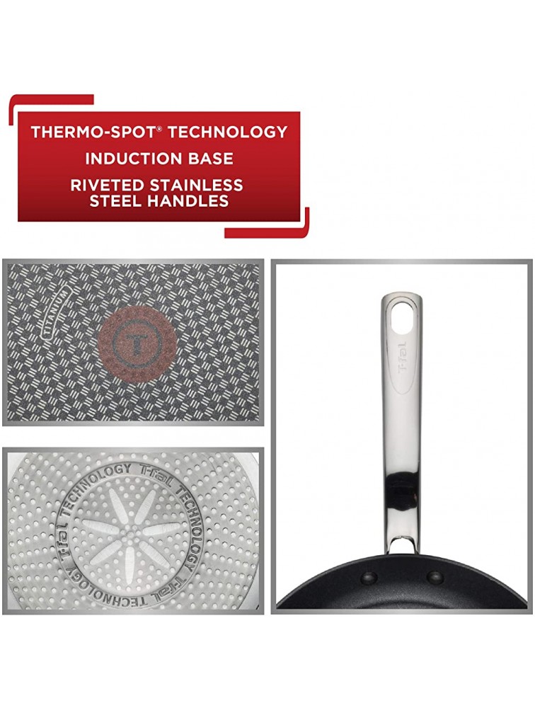 T-fal C51782 ProGrade Titanium Nonstick Thermo-Spot Dishwasher Safe PFOA Free with Induction Base Saute Pan Jumbo Cooker Cookware 5-Quart Black - BLVRRGRH5