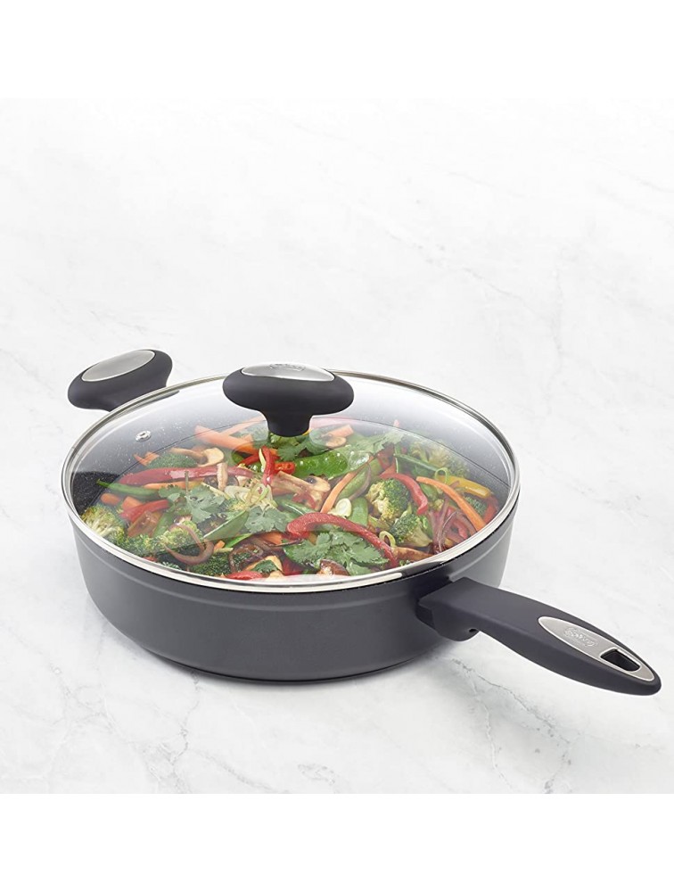 Zyliss Cook Non-Stick Forged Saut茅 Pan with Glass Lid Aluminium Black 53.9 x 29 x 15.6 cm - BR0IGLPA8