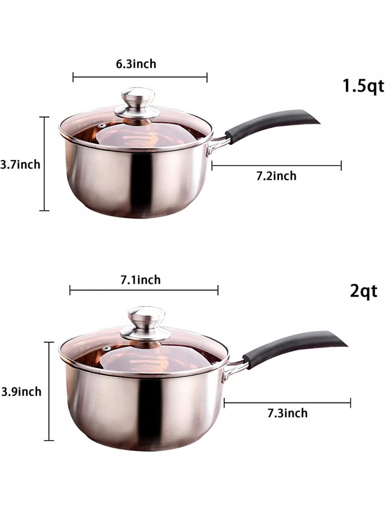 2 Quart Saucepan Stainless Steel Small Saucepan with Lid Cover Nonstick Milk Pot With Heatproof Handle Multipurpose Sauce Pans For Stove Top Dishwasher Safe. - BX7E00VAV