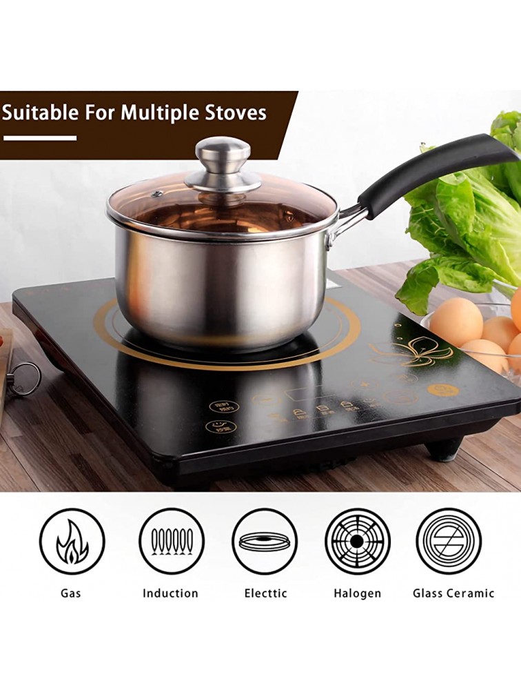 2 Quart Saucepan Stainless Steel Small Saucepan with Lid Cover Nonstick Milk Pot With Heatproof Handle Multipurpose Sauce Pans For Stove Top Dishwasher Safe. - BX7E00VAV