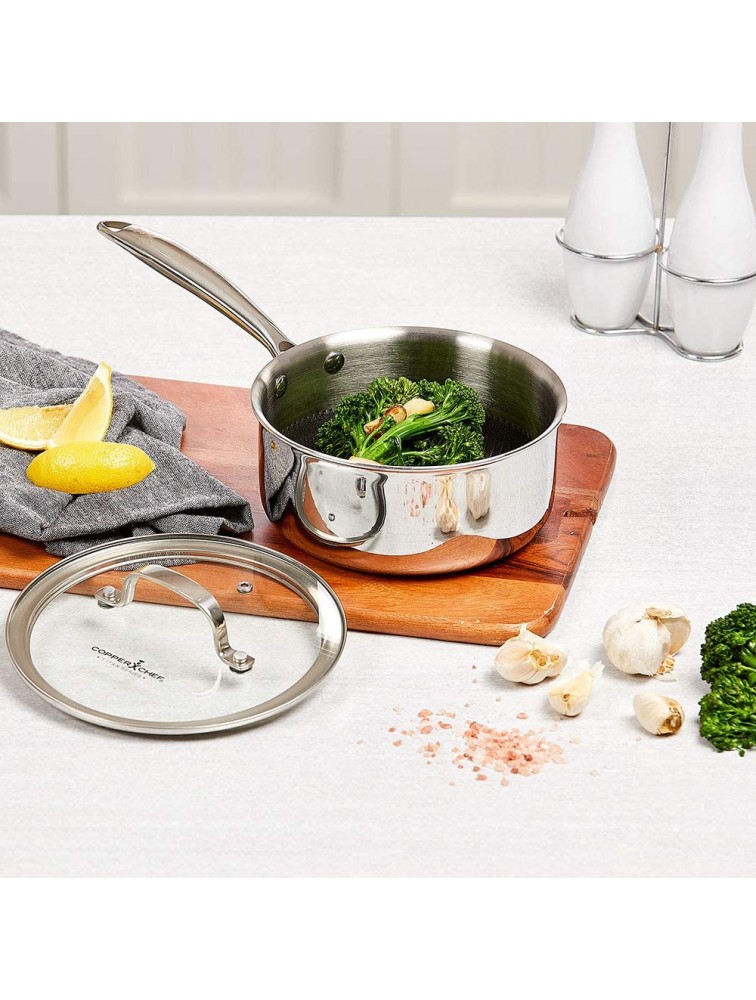 Copper Chef Titan Pan Try Ply Stainless Steel Non- Stick Pans 2 QT Sauce Pan with Lid - B79R95P7I