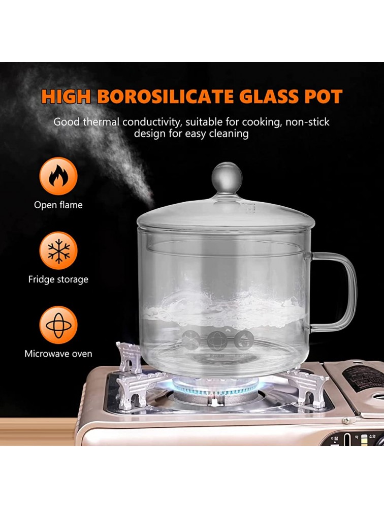DOITOOL Glass Saucepan with Cover Heat-Resistant Glass Cooking Pot with Lid Clear Stovetop Pot Glass Cookware Set for Milk Pasta Noodles and Soup - BD8BO8FZZ