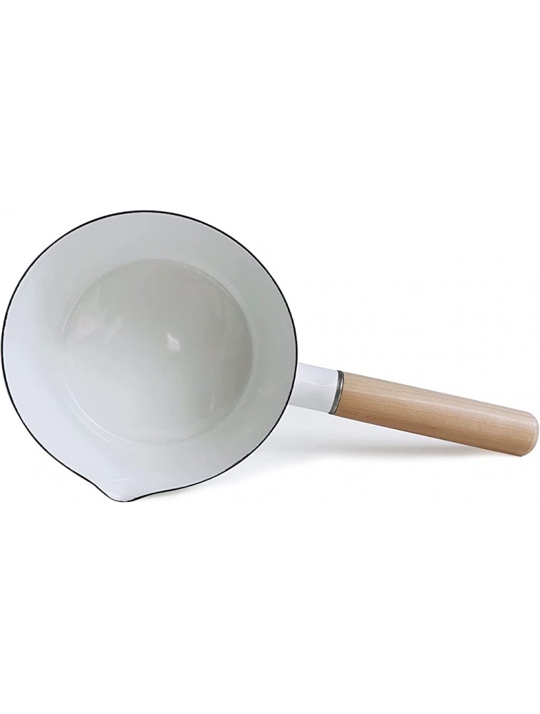 FARCADY Durable enamel-coated sauce pan Classic red milk pan Easy-to-clean frying pan 15cm B001 White - BOJVVNL8L