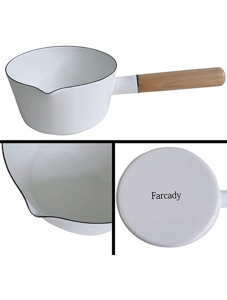 FARCADY Durable enamel-coated sauce pan Classic red milk pan Easy-to-clean frying pan 15cm B001 White - BOJVVNL8L